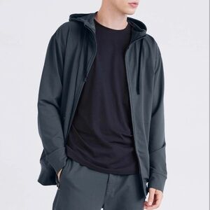 Saxx Trailzer mid-weight performance full zip hoodie M turbulence grey hood